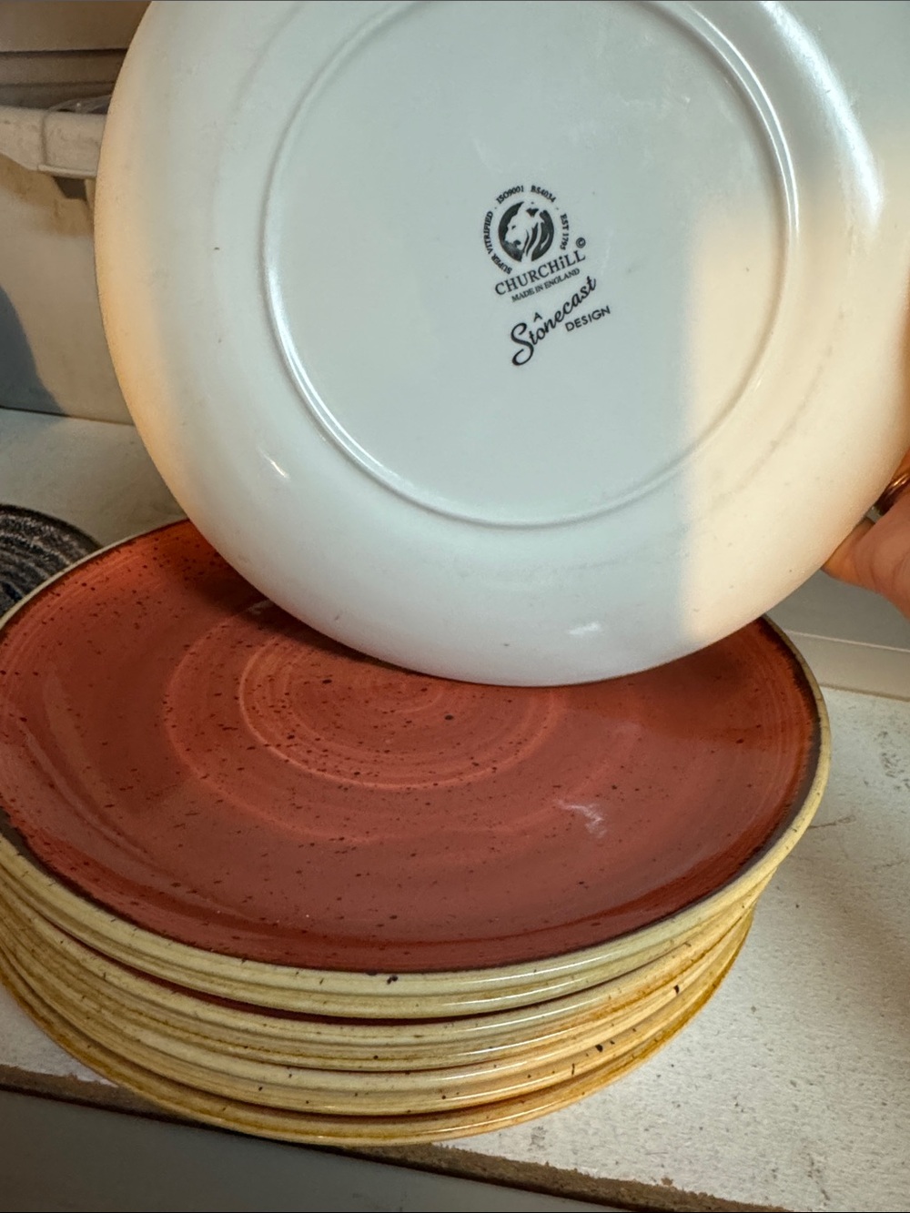 Churchill Stonecast Red Ceramic Dinner Plates (9 total)